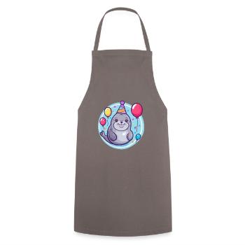 phoque animal anniversaire bébé - Tablier de cuisine - gris - Devant - AI Model Male 185 dark (185cm)