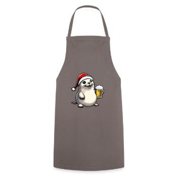 Robbe Tier Bier Xmas Weihnachten - Kochschürze - Grau - Vorne - AI Model Male 185 dark (185cm)