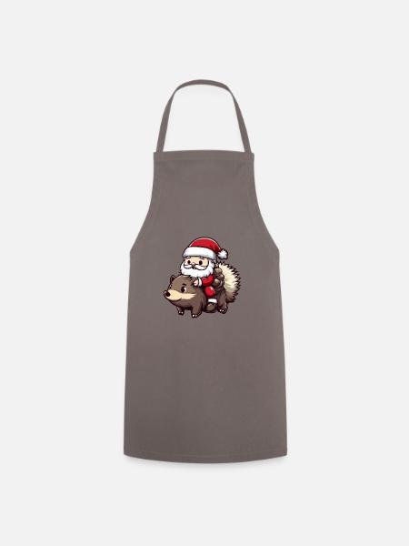 Igel Weihnachtsmann - Kochschürze - Grau