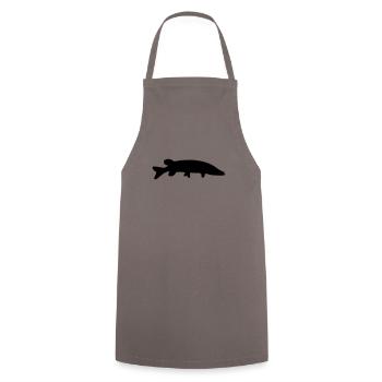 Fisch-Silhouette Hecht - Kochschürze - Grau - Vorne - AI Model Male 185 dark (185cm)