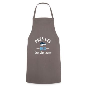 Près des bus loin des cons t-shirt chauffeur - Tablier de cuisine - gris - Devant - AI Model Male 185 dark (185cm)