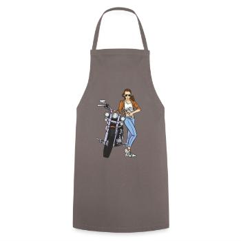 Motocycliste Motard Femme Bikergirl Moto Femme - Tablier de cuisine - gris - Devant - AI Model Male 185 dark (185cm)