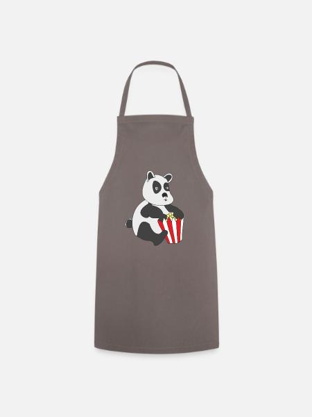 Panda with popcorn - Cooking Apron - grey