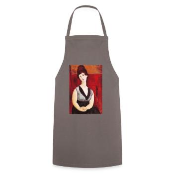 Amadeo Modigliani - Das Schokoladenmädchen. 1916. - Kochschürze - Grau - Vorne - AI Model Male 185 dark (185cm)