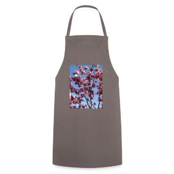 pink magnolia branches in spring - Cooking Apron - grey - Front - AI Model Male 185 dark (185cm)