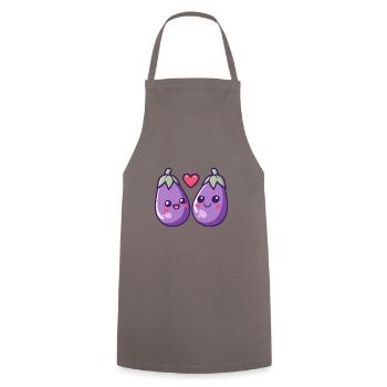 Aubergine Couple Amour Coeur Drôle - Tablier de cuisine - gris - Devant - AI Model Male 185 dark (185cm)