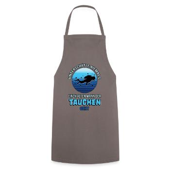Tauchen Opa tauchen Hobbytaucher lustiger Spruch - Kochschürze - Grau - Vorne - AI Model Male 185 dark (185cm)