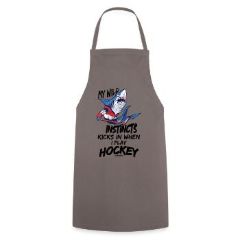 Hai spielt Eishockey - Kochschürze - Grau - Vorne - AI Model Male 185 dark (185cm)