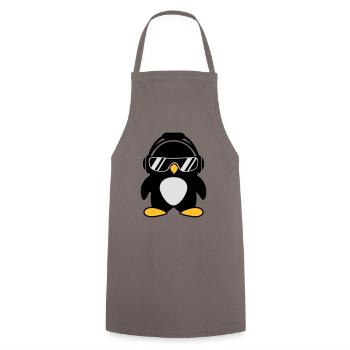 Pinguin mit Kopfhörer - Kochschürze - Grau - Vorne - AI Model Male 185 dark (185cm)