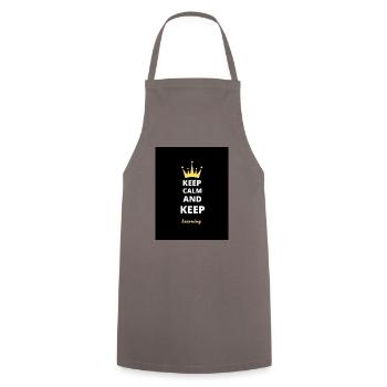 Restez calme et continuez à apprendre T-shirt - Tablier de cuisine - gris - Devant - AI Model Male 185 dark (185cm)