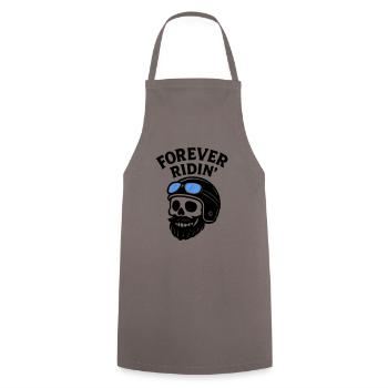 Biker Totenkopf Motorrad - Kochschürze - Grau - Vorne - AI Model Male 185 dark (185cm)