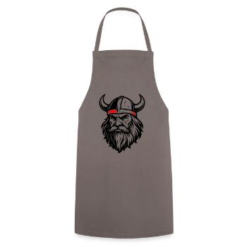 Wikinger Helm Odin - Kochschürze - Grau - Vorne - AI Model Male 185 dark (185cm)