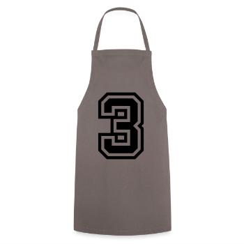 3 Zahl symbol - Kochschürze - Grau - Vorne - AI Model Male 185 dark (185cm)