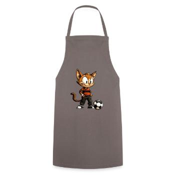 Katze Fussballer - Kochschürze - Grau - Vorne - AI Model Male 185 dark (185cm)