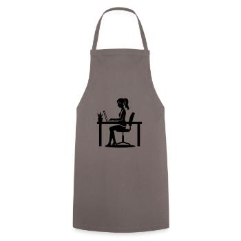 Woman Computer Job - Cooking Apron - grey - Front - AI Model Male 185 dark (185cm)