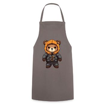 Bear Winter Comic - Cooking Apron - grey - Front - AI Model Male 185 dark (185cm)