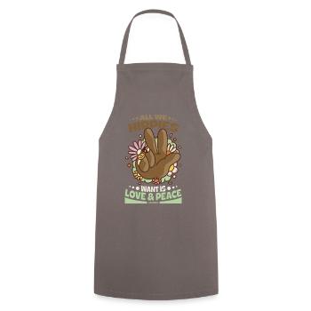 We hippies want love and peace - Cooking Apron - grey - Front - AI Model Male 185 dark (185cm)