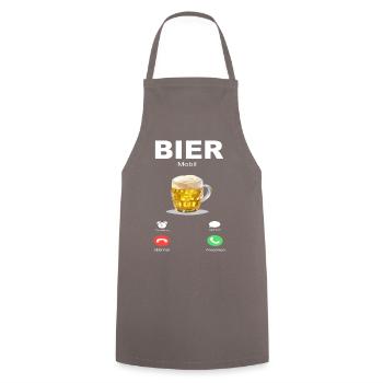Bier ruft an - Kochschürze - Grau - Vorne - AI Model Male 185 dark (185cm)
