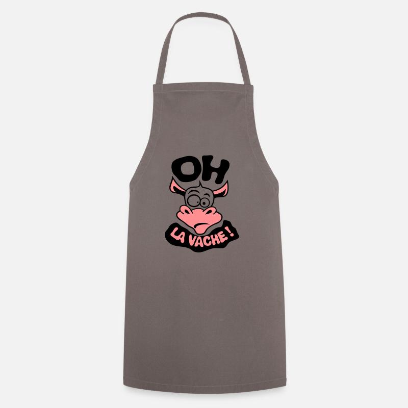oh la vache expression citation exclamat - Tablier de cuisine - gris