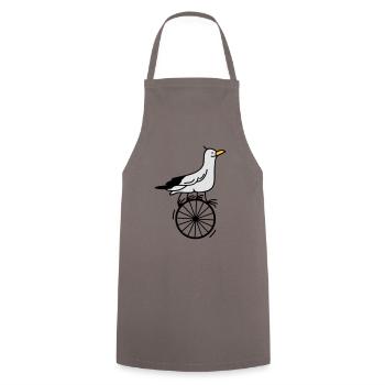 begabte Möwe - Kochschürze - Grau - Vorne - AI Model Male 185 dark (185cm)