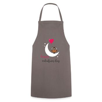 Valentine's Day Owl Heart Happy Valentine's Day - Tablier de cuisine - gris - Devant - AI Model Male 185 dark (185cm)