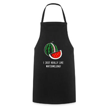 J'aime vraiment les pastèques, les fruits - Tablier de cuisine - noir - Devant - AI Model Male 185 dark (185cm)