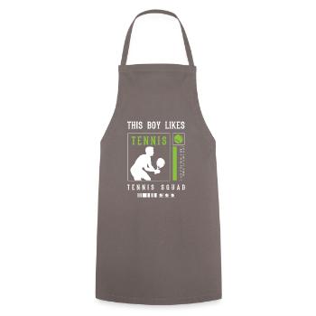 Boy Likes Tennis Holiday Ball Sports Hobby - Cooking Apron - grey - Front - AI Model Male 185 dark (185cm)