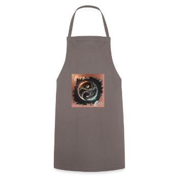 Fire & Yin Yang – Balance of the Elements - Cooking Apron - grey - Front - AI Model Male 185 dark (185cm)