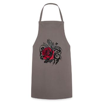 Rose - Ink Art - Cooking Apron - grey - Front - AI Model Male 185 dark (185cm)