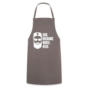 Papa Mari Infirmière Héroïne - Infirmière soignante - Tablier de cuisine - gris - Devant - AI Model Male 185 dark (185cm)