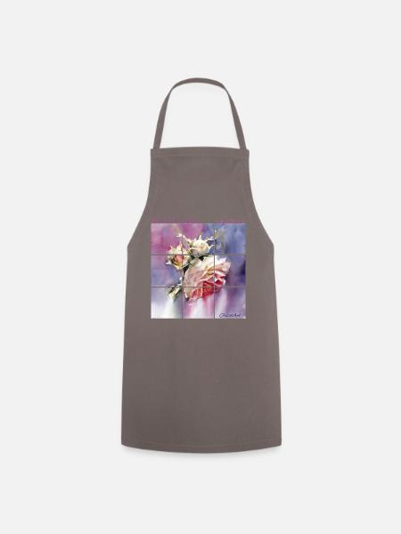 Weiße Rosen, Geschenkstrauß aus Rosen.White Roses. - Kochschürze - Grau