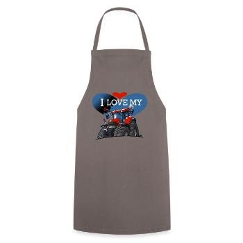 0841 0844 I love my CIH def - Cooking Apron - grey - Front - AI Model Male 185 dark (185cm)