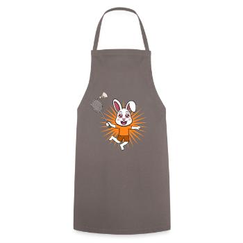 Cute Rabbit Badminton Player Ironic Hobby Sports - Cooking Apron - grey - Front - AI Model Male 185 dark (185cm)