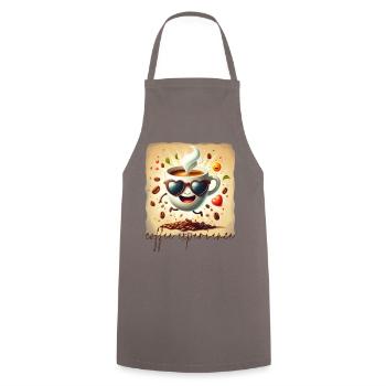Kaffee - Kochschürze - Grau - Vorne - AI Model Male 185 dark (185cm)