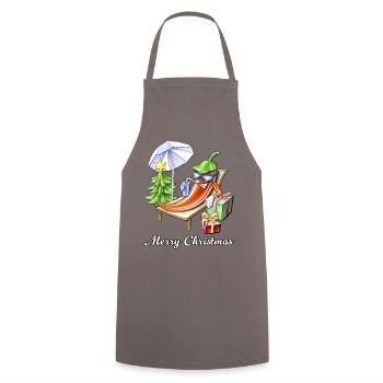 A Chili Merry Christmas under Sunshade and Tree - Cooking Apron - grey - Front - AI Model Male 185 dark (185cm)