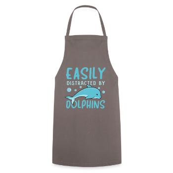 Abgelenkt von Delfinen Ocean Wildlife Sea Animal - Kochschürze - Grau - Vorne - AI Model Male 185 dark (185cm)