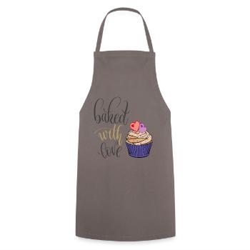 backen mit Liebe - Kochschürze - Grau - Vorne - AI Model Male 185 dark (185cm)