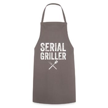 SERIAL GRILLER Cooking Apron BBQ Grill Gift - Cooking Apron - grey - Front - AI Model Male 185 dark (185cm)