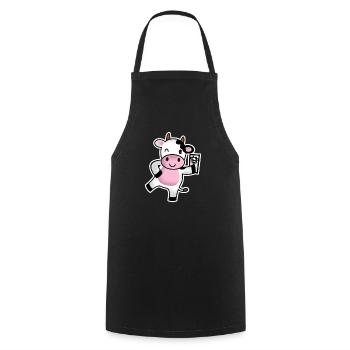 Vache avec téléphone portable - Tablier de cuisine - noir - Devant - AI Model Male 185 dark (185cm)