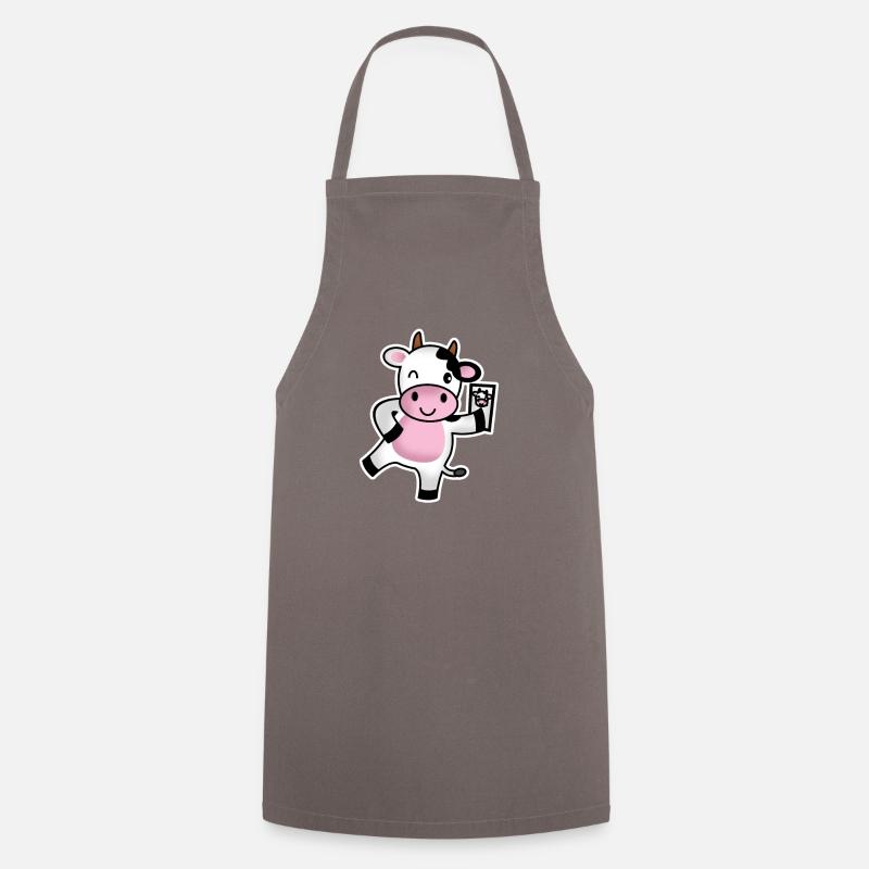 Cow with mobile phone - Cooking Apron - grey