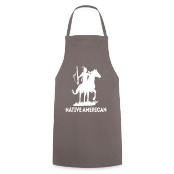 cool Indian chief - Cooking Apron - grey - Front - AI Model Male 185 dark (185cm)
