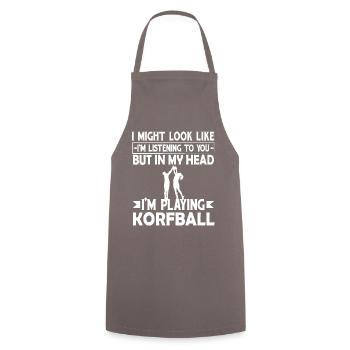 Korfball Gift Idea Funny saying - Cooking Apron - grey - Front - AI Model Male 185 dark (185cm)