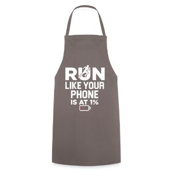 Race Running Jogging Cell Phone Battery Weak Gift - Cooking Apron - grey - Front - AI Model Male 185 dark (185cm)
