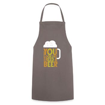 Bière Humour Drôle Dire Drôle Cadeau - Tablier de cuisine - gris - Devant - AI Model Male 185 dark (185cm)