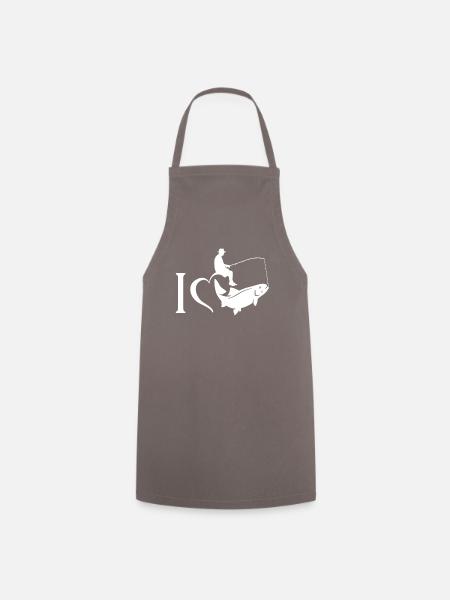 I Love Angeln Fischen Geschenk - Kochschürze - Grau