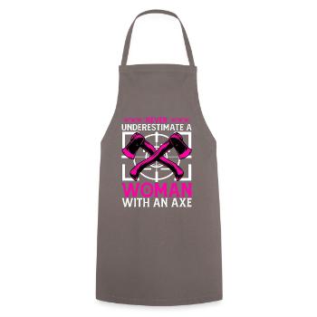 Never underestimate a Woman with an Axe - Kochschürze - Grau - Vorne - AI Model Male 185 dark (185cm)
