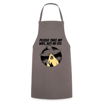 Please Take My Wife Not My BTC Funny Bitcoin Gift - Cooking Apron - grey - Front - AI Model Male 185 dark (185cm)