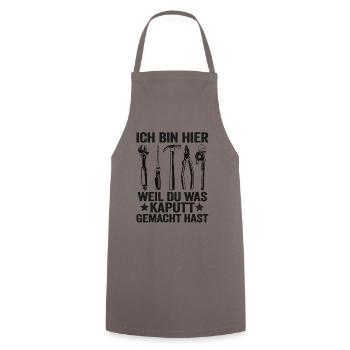 Handwerker Vatertag Geschenk Papa Heimwerker - Kochschürze - Grau - Vorne - AI Model Male 185 dark (185cm)
