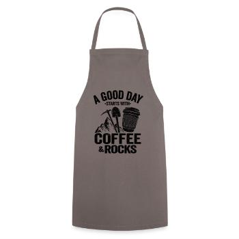 A Good Day Starts With Coffee & Rocks Geologist - Cooking Apron - grey - Front - AI Model Male 185 dark (185cm)