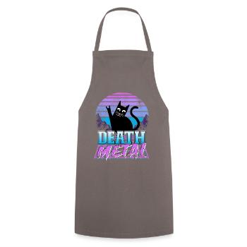 Death Metal Katze Retrowave Heavy Metal Synthwave - Kochschürze - Grau - Vorne - AI Model Male 185 dark (185cm)